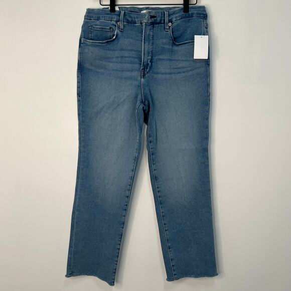 Good American Good Legs High Rise Straight Denim Jeans Blue Size 14 NWT Retro - Picture 1 of 15